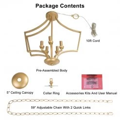 Hot Sale LNC Gold Modern Lantern Chandelier-5 Lights