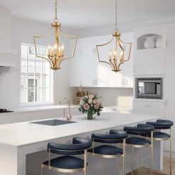 Hot Sale LNC Gold Modern Lantern Chandelier-5 Lights