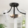 Hot Sale LNC Drum-shaped Modern Glass Semi-Flush Light