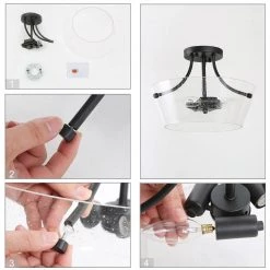 Hot Sale LNC Drum-shaped Modern Glass Semi-Flush Light