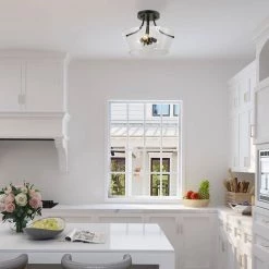 Hot Sale LNC Drum-shaped Modern Glass Semi-Flush Light