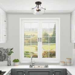 Hot Sale LNC Drum-shaped Modern Glass Semi-Flush Light