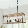 LNC Rectangle Farmhouse Wood Chandeliers-Open Box