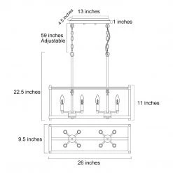 LNC Rectangle Farmhouse Wood Chandeliers-8 Lights