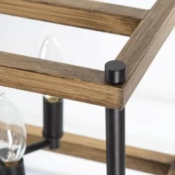 LNC Rectangle Farmhouse Wood Chandeliers-8 Lights