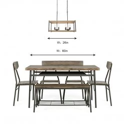 LNC Rectangle Farmhouse Wood Chandeliers-Open Box