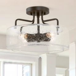 LNC Clear-glass Semi-flush Mount Ceiling Light-Clearance