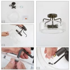 LNC Clear-glass Semi-flush Mount Ceiling Light-Clearance