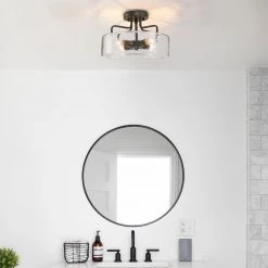 LNC Clear-glass Semi-flush Mount Ceiling Light-Clearance