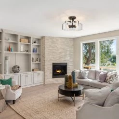 LNC Clear-glass Semi-flush Mount Ceiling Light-Clearance