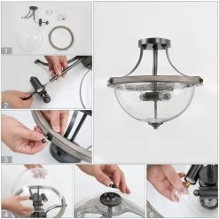 LNC Glass Globe Flush Mount Light