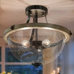 LNC Glass Globe Flush Mount Light