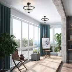 LNC Glass Globe Flush Mount Light