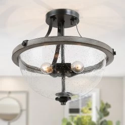 LNC Glass Globe Flush Mount Light