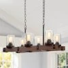 LNC Wood Iron Chandelier - 6 Light-Open Box Lighting