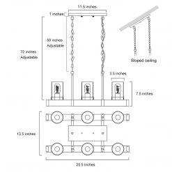 LNC Wood Iron Chandelier - 6 Light-Open Box Lighting