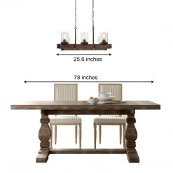 LNC Wood Iron Chandelier - 6 Light-Open Box Lighting