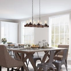 LNC Wood Iron Chandelier - 6 Light-Open Box Lighting