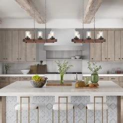 LNC Wood Iron Chandelier - 6 Light-Open Box Lighting