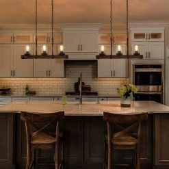 Hot Sale LNC Wood Iron Chandelier-3 Lights