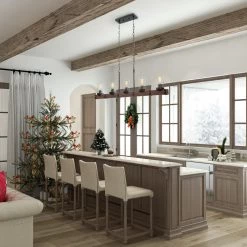 LNC Wood Iron Chandelier-Open Box