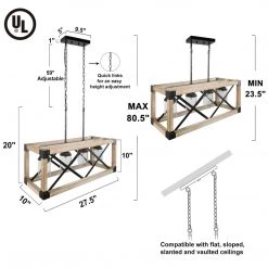 LNC Wood And Metal Chandelier-Open Box Lighting