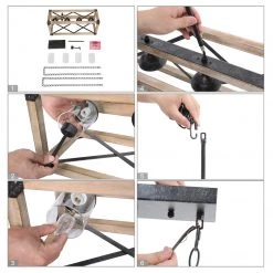 Hot Sale LNC Wood And Metal Chandelier-4 Lights