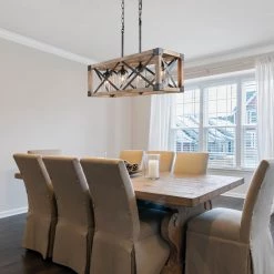 LNC Wood And Metal Chandelier-Open Box Lighting