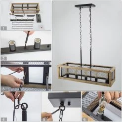 LNC Rectangle Wood Chandelier-Open Box 27 LNC Rectangle Wood Chandelier-Open Box