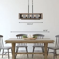 LNC Rectangle Wood Chandelier-Open Box 21 LNC Rectangle Wood Chandelier-Open Box