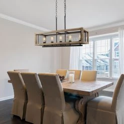 LNC Rectangle Wood Chandelier-Open Box 17 LNC Rectangle Wood Chandelier-Open Box