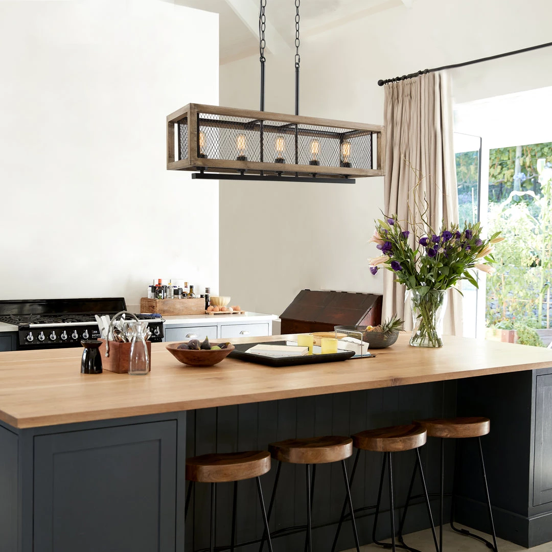 LNC Rectangle Wood Chandelier-Open Box 12 LNC Rectangle Wood Chandelier-Open Box