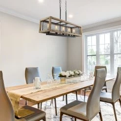 LNC Rectangle Wood Chandelier-Open Box 19 LNC Rectangle Wood Chandelier-Open Box