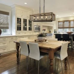 LNC Rectangle Wood Chandelier-Open Box 23 LNC Rectangle Wood Chandelier-Open Box