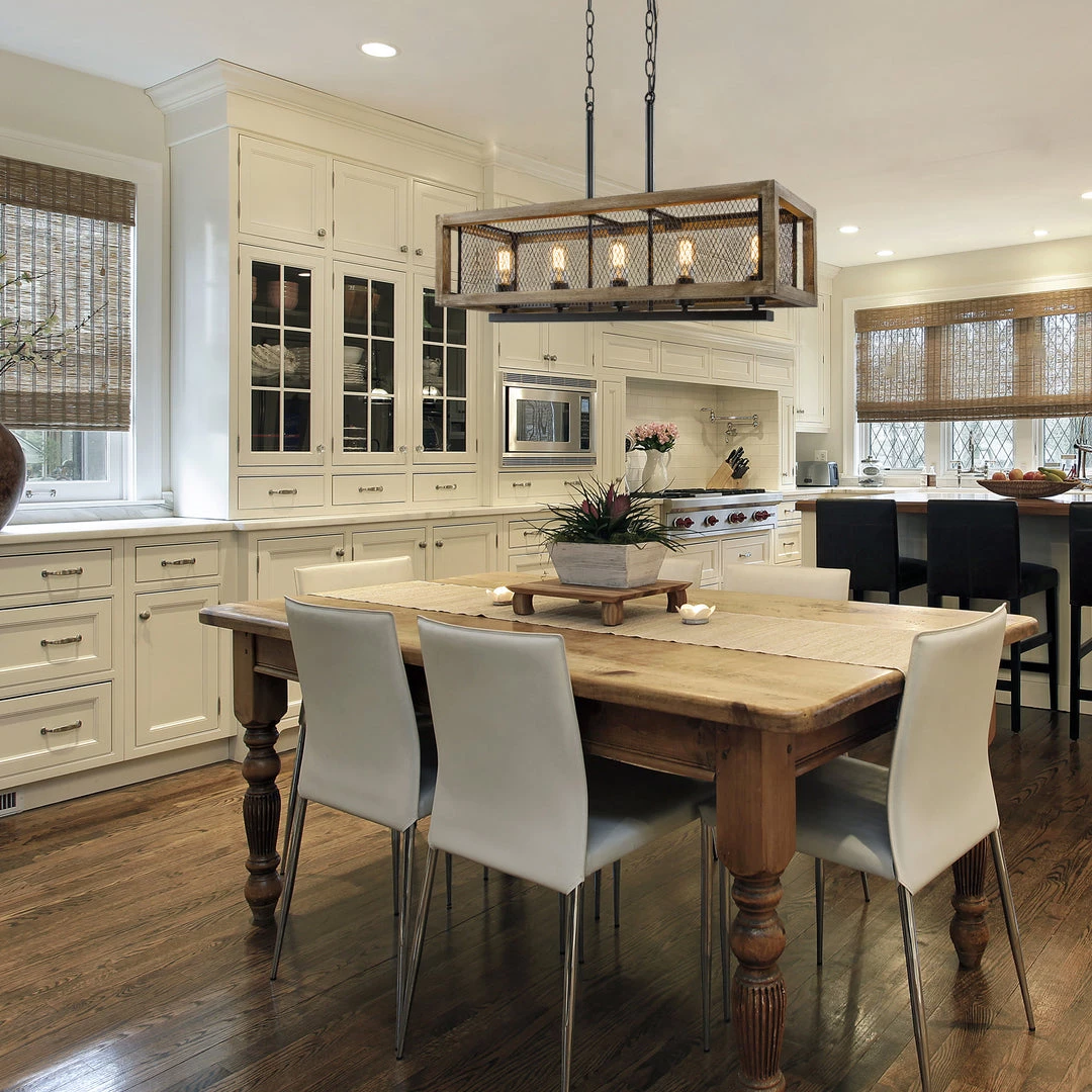 LNC Rectangle Wood Chandelier-Open Box 11 LNC Rectangle Wood Chandelier-Open Box