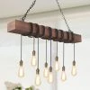 LNC Rustic Beam Wide Kitchen Chandelier-8 Lights