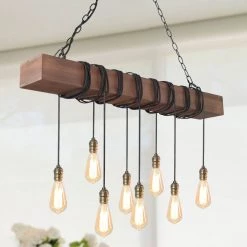 LNC Rustic Beam Wide Kitchen Chandelier-Open Box