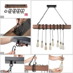 LNC Rustic Beam Wide Kitchen Chandelier-Open Box 19 LNC Rustic Beam Wide Kitchen Chandelier-Open Box