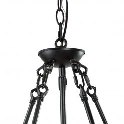 LNC Wood Drum Chandelier-5 Lights