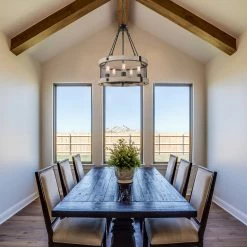 LNC Wood Drum Chandelier-5 Lights