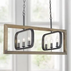 LNC Geometric Wood And Metal Chandelier-Clearance