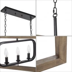 LNC Geometric Wood And Metal Chandelier-Clearance