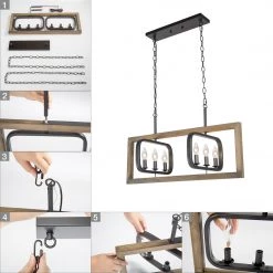 LNC Geometric Wood And Metal Chandelier-Clearance