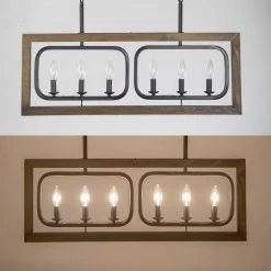 LNC Geometric Wood And Metal Chandelier-Clearance