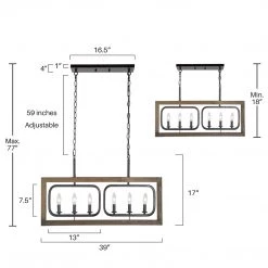 LNC Geometric Wood And Metal Chandelier-Clearance