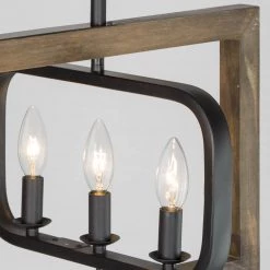 LNC Geometric Wood And Metal Chandelier-Clearance