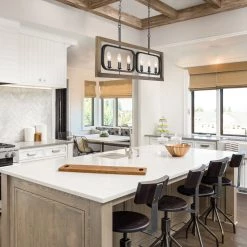 LNC Geometric Wood And Metal Chandelier-Clearance