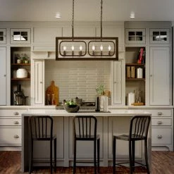 LNC Geometric Wood And Metal Chandelier-Clearance