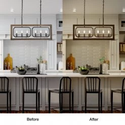 LNC Geometric Wood And Metal Chandelier-Clearance