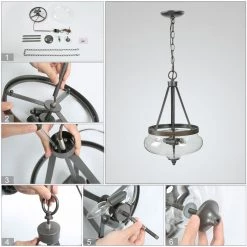 LNC Modern Drum-shaped Glass Chandelier-3 Lights Hot Sale